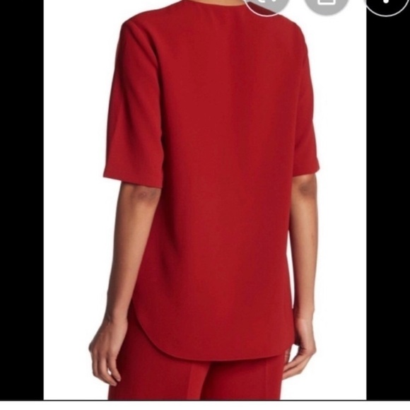 Theory Burnt Red Antazie Admiral Crepe Top S reg $265 Valentines! - Picture 2 of 8